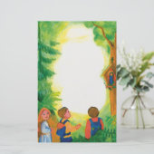 Kinder aus Holz Briefpapier (Stehend Vorderseite)