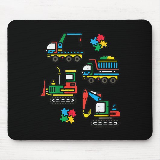 Kinder Autismus Bewusstsein Bau LKW Grabmal Mousepad (Vorne)
