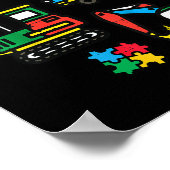 Kinder Autismus Bewusstsein Bau LKW Grabmal Poster (Ecke)