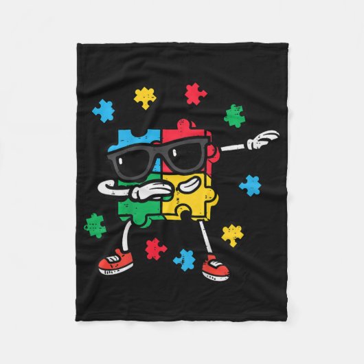 Kinder Autismus Bewusstsein Puzzle Dab Asd Autisti Fleecedecke (Vorderseite)
