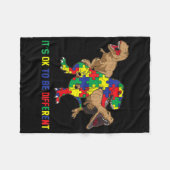 Kinder Autismus Sensibilisierungsribbon T-Rex Dino Fleecedecke (Vorderseite (Horizontal))