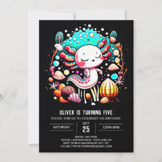 Kinder Axolotl verzaubert zum Geburtstag Einladung