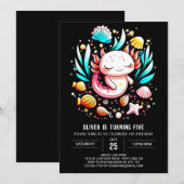 Kinder Axolotsee Geburtstag Einladung (Vorne/Hinten)