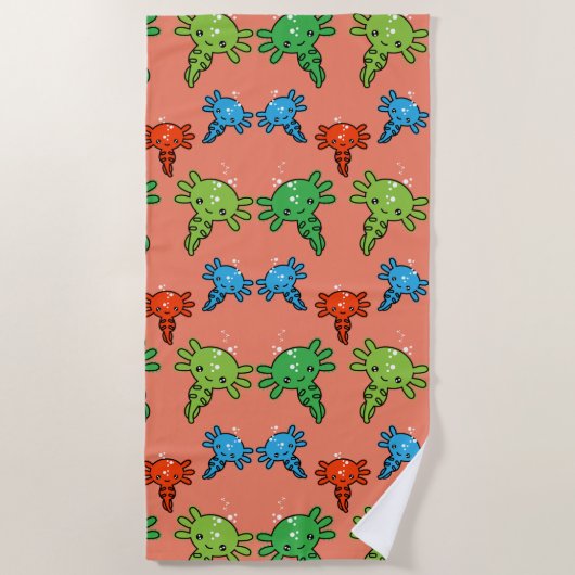 Kinder Axototl Salamander Strandtuch (Vorderseite)
