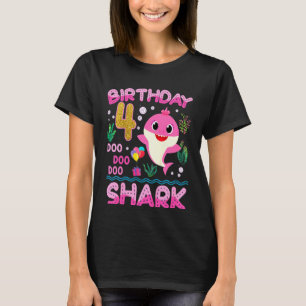 Kinder Baby Niedlich Shark 4. Geburtstag Junge Mäd T-Shirt
