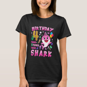 Kinder Baby Niedlich Shark 4. Geburtstag Junge Mäd T-Shirt