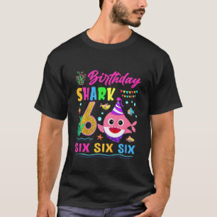 Kinder Baby Niedlicher Hai 6. Geburtstag Junge Mäd T-Shirt
