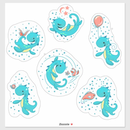 Kinder/Babys 6 Set Nessy & Friends Stickers Aufkleber (Blatt)