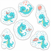 Kinder/Babys 6 Set Nessy & Friends Stickers Aufkleber (Vorderseite)