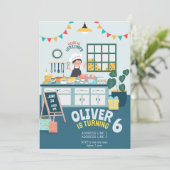 Kinder backen Geburtstag Einladung (Stehend Vorderseite)