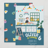 Kinder backen Geburtstag Einladung (Vorne/Hinten)