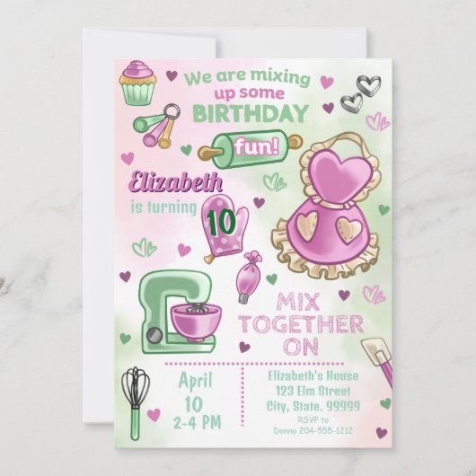 Kinder backen Geburtstagsparty Einladung (Vorderseite)