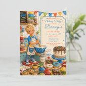 Kinder backen zum Geburtstag Einladung (Stehend Vorderseite)