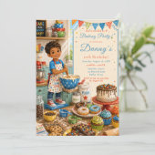 Kinder backen zum Geburtstag Einladung (Stehend Vorderseite)