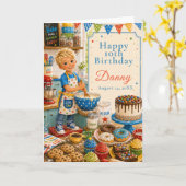 Kinder backen zum Geburtstag Karte (Gelbe Blume)