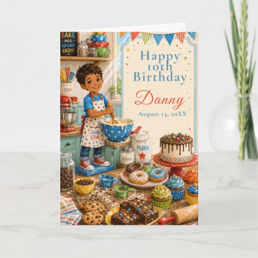 Kinder backen zum Geburtstag Karte (Vorderseite)
