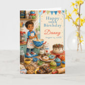 Kinder backen zum Geburtstag Karte (Gelbe Blume)
