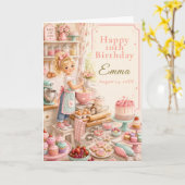 Kinder backen zum Geburtstag Karte (Gelbe Blume)