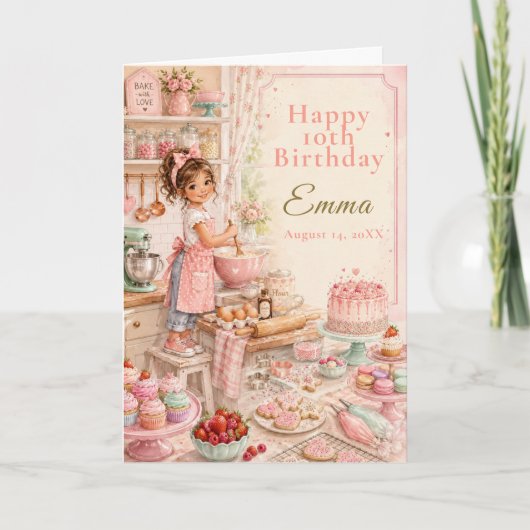 Kinder backen zum Geburtstag Karte (Vorderseite)