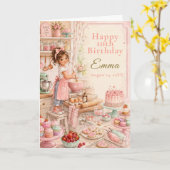 Kinder backen zum Geburtstag Karte (Gelbe Blume)