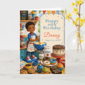 Kinder backen zum Geburtstag Karte (Gelbe Blume)