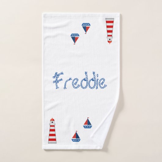 Kinder Badetuch Set - Leuchtturm Boote Wale (Handtuch)