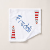 Kinder Badetuch Set - Leuchtturm Boote Wale (Waschlappen)