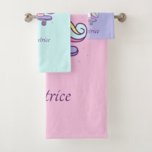 Kinder Badetuch Set mit Einhorn in Pastellfarben