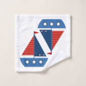 Kinder Badetuch Set - Rot / Blau Segelboote (Waschlappen)