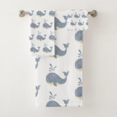 KINDER BADEZIMMER-TOWEL-SET BLAUE WHITE WHALE BADHANDTUCH SET (Insitu)