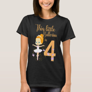 Kinder Ballerina 4. Geburtstag Party Thema 4 Jahre T-Shirt