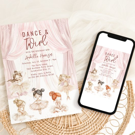 Kinder Ballett Farbe | Einladung zum Geburtstag