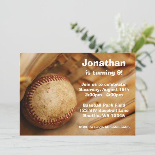 Kinder-Baseball-Geburtstagsparty Einladungen (Stehend Vorderseite)