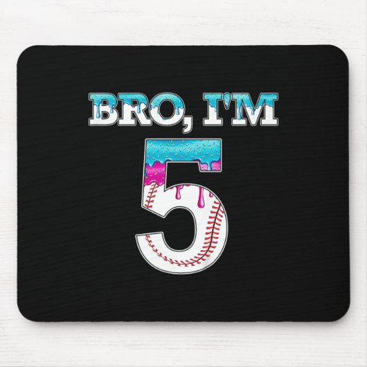 Kinder Baseball Tropfen Bro Im 5. Lebensjahr Mousepad (Vorne)