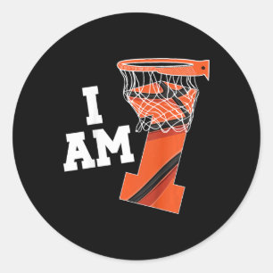 Kinder Basketball 1. Geburtstag Junge 1 Jahr alter Runder Aufkleber