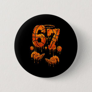 Kinder Basketball 67 sechs sieben lustiges Geburts Button