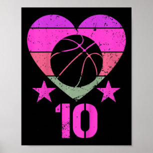 Kinder Basketball Geburtstag 10 Jahre Junge Mädche Poster