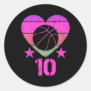 Kinder Basketball Geburtstag 10 Jahre Junge Mädche Runder Aufkleber