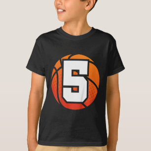 Kinder Basketball Geburtstag 5 Nummer 5 Jahr alt B T-Shirt