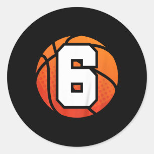 Kinder Basketball Geburtstag 6 Nummer 6 Jahr alt B Runder Aufkleber