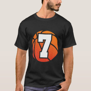 Kinder Basketball Geburtstag 7 Nummer 7 Jahr alt B T-Shirt