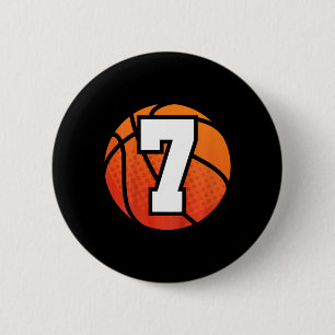 Kinder Basketball Geburtstag 7 Nummer sieben Jahr Button