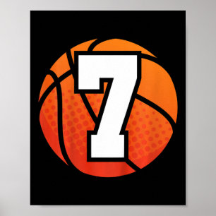 Kinder Basketball Geburtstag 7 Nummer sieben Jahr  Poster