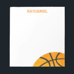 Kinder Basketball Sport Personalisiert Orange Cool Notizblock<br><div class="desc">Kinder Basketball Sport Personalisiert Orange Cool Note Pad. Stellen Sie sich diese unterhaltsamen Sportmotive mit dem Namen Ihres Kindes ganz oben in leuchtend orangefarbenem Schriftart zusammen. Ein rustikaler Vintag-orange und schwarzer Basketball am Ende des Posts, den es notiert, fügt eine lustige sportliche Touch hinzu. Ideal für Basketballfans, Basketballtrainer oder Basketballmütter....</div>