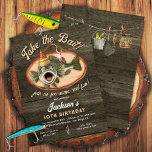 Kinder Bass Fishing Funny Geburtstag Einladung<br><div class="desc">Funny Fishing thematisierte Geburtstagsfeier mit einem Bass mit einem Party, das bereit ist, den Köder mit einem rustikalen dunkelgrünlichen Holzputz Hintergrund zu nehmen. Wunderbar für ein Party mit einem Sport-, Outdoor-Abenteuer-Thema in jedem Alter oder Geschlecht! Weitere Änderungen finden Sie unter Anpassen dieser Vorlage. Am unteren Rand sehen Sie "Gewollt, um...</div>