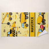 Kinder bauen Boys Digger nach Maß Strandtuch (Vorderseite)