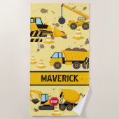 Kinder bauen Boys Digger nach Maß Strandtuch (Vorderseite)