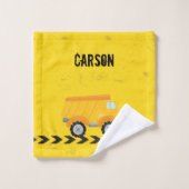 Kinder Baufahrzeug Gelbe Jungen Badhandtuch Set (Waschlappen)