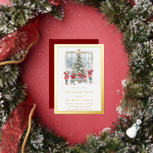 Kinder & Baum Goldfolie Weihnachtsfeier Folieneinladung