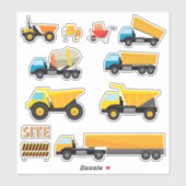 Kinder Baustellenfahrzeuge Aufkleber (Blatt)